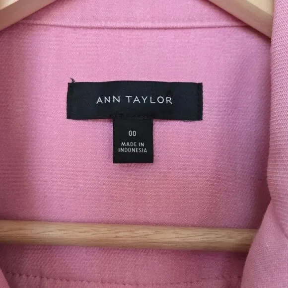 Ann Taylor Pink Trench Pea Coat size 00 Double Breasted Short Pea Coat - Picture 6 of 13
